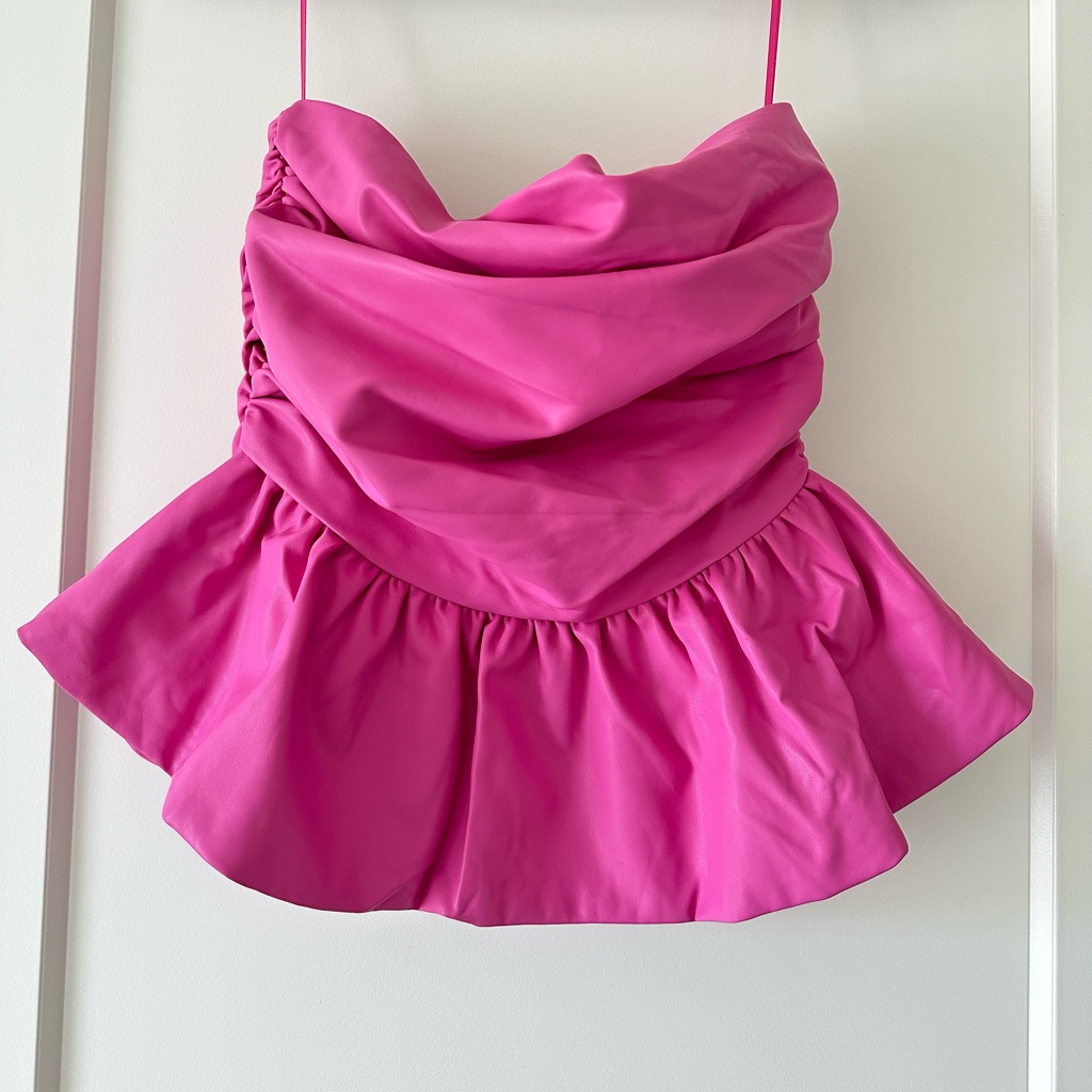 Pink Faux Leather Tube Top S
